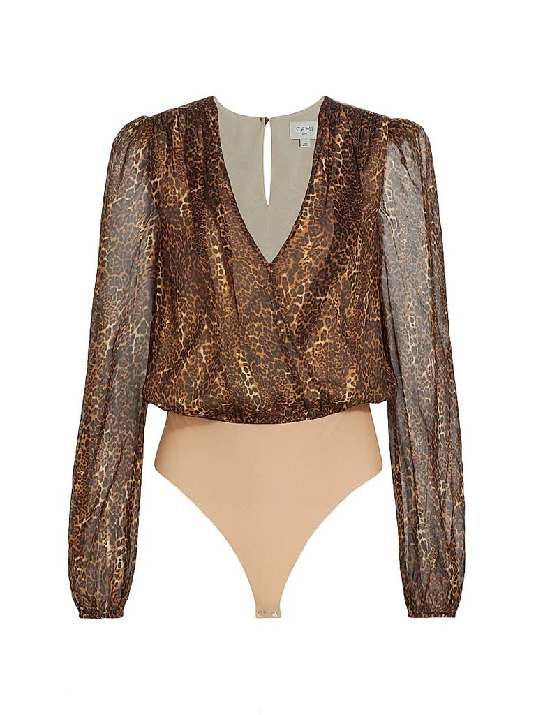 CAMI NYC Isa Leopard Silk Bodysuit 1