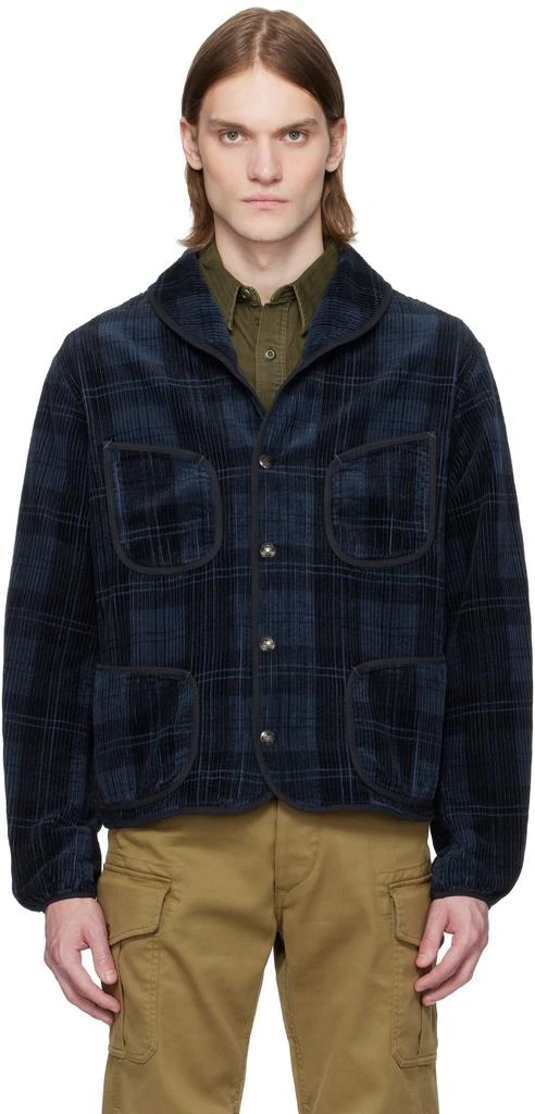 RRL Navy Plaid-Print Corduroy Jacket 1