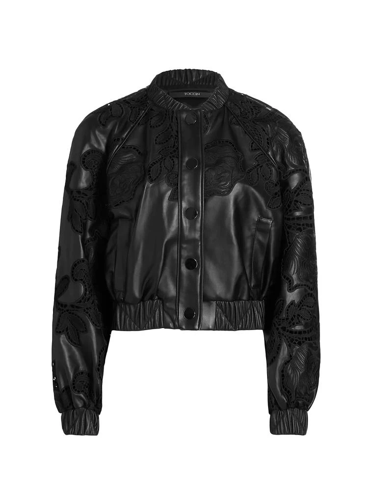 Toccin Brynn Vegan Leather-Lace Bomber Jacket 1