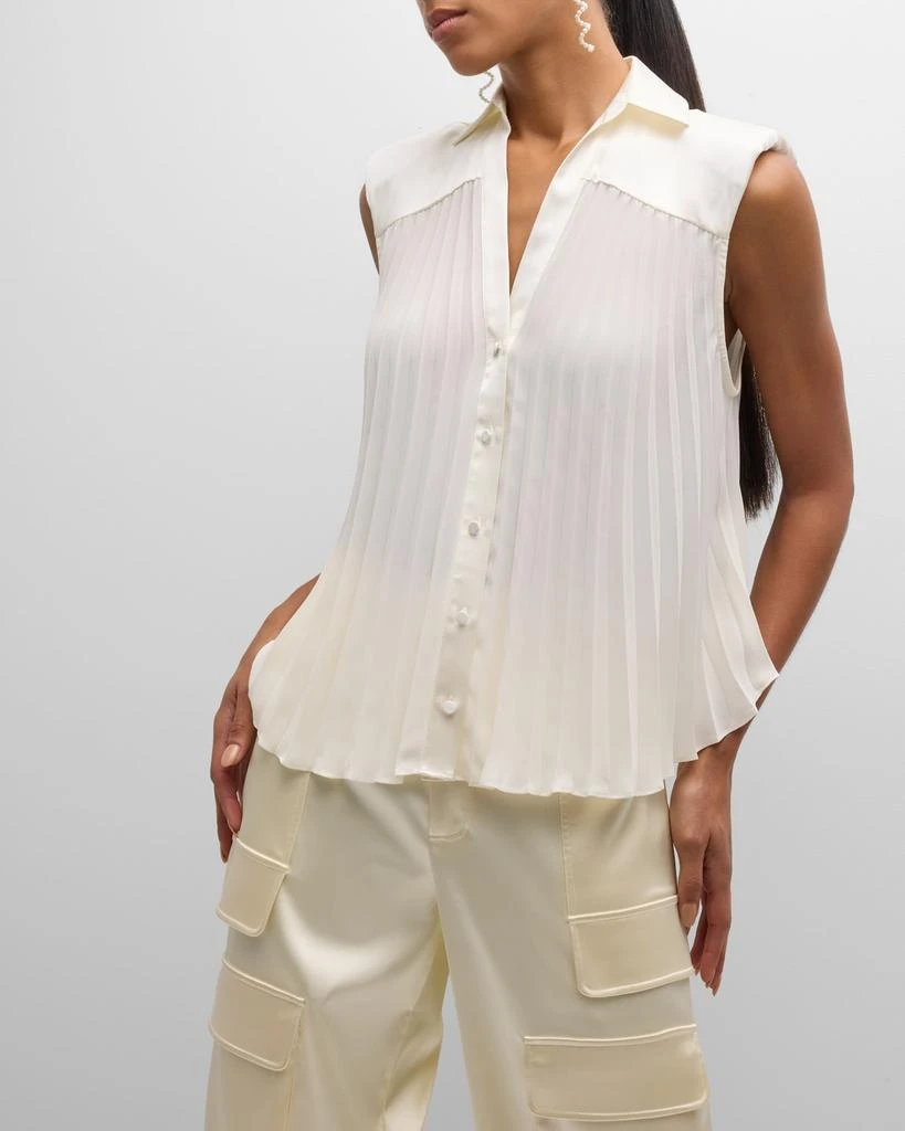 Cinq a Sept Claire Sleeveless Pleated Button-Front Top 7