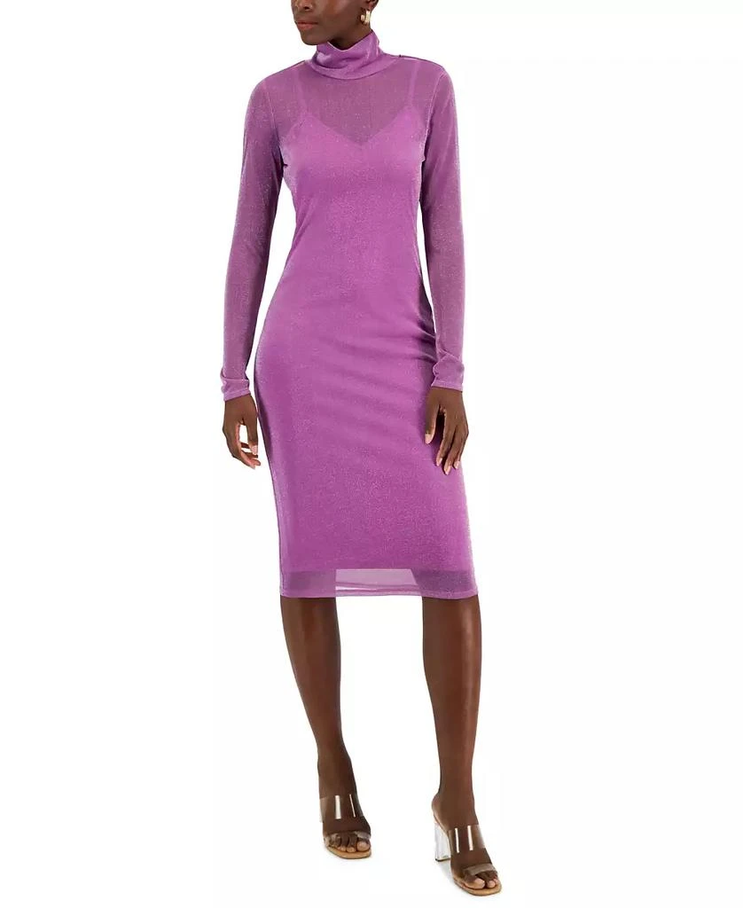 RACHEL Rachel Roy Women's Lydia Mock-Neck Midi Mesh Dress 1