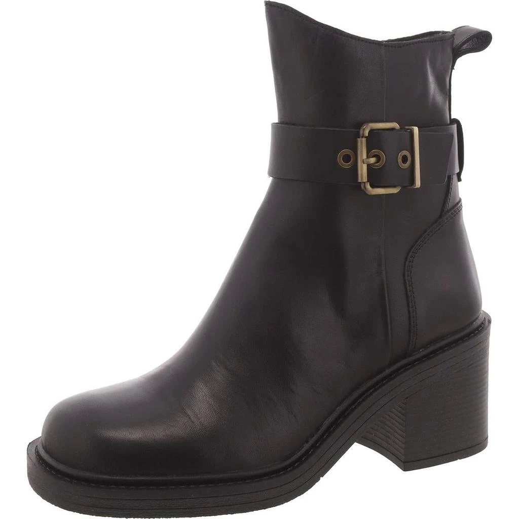 Steve Madden Lutz Womens Leather Stacked Heel Ankle Boots 1