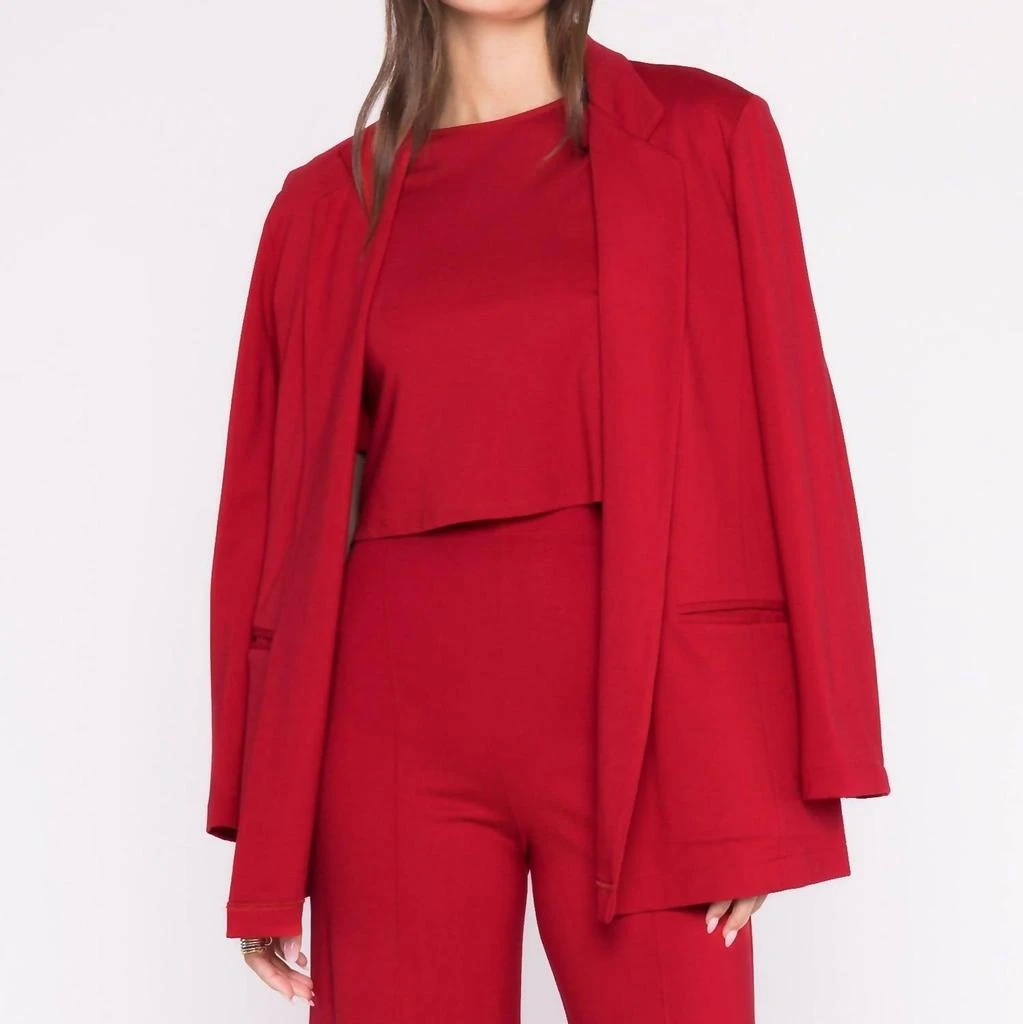 RIPLEY RADER Ponte Knit Oversized Blazer In Red