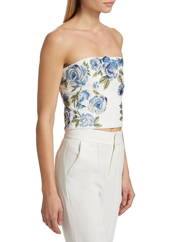 Alice + Olivia Cece Floral Embroidered Crop Top 4