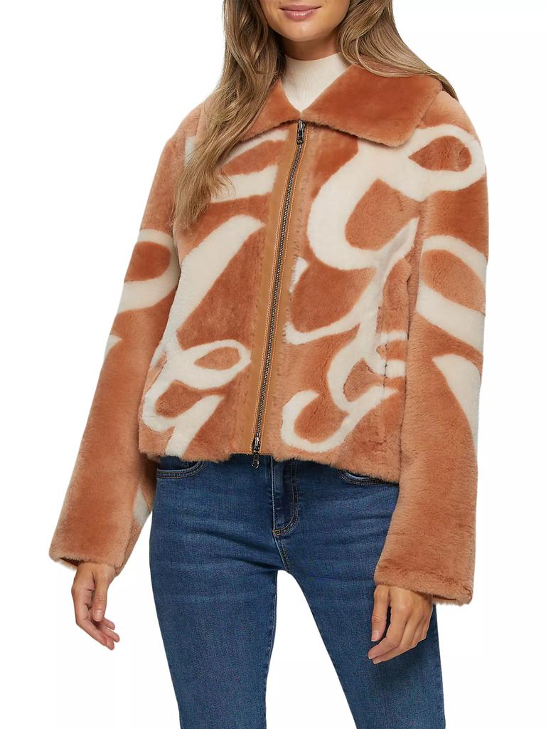 Gorski Reversible Select Shearling Lamb Intarsia Zip Jacket