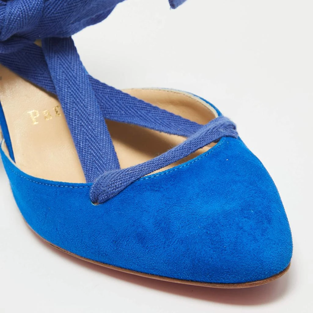Christian Louboutin Christian Louboutin Blue/Gold Raffia and Suede Wedge Pumps Size 36 7