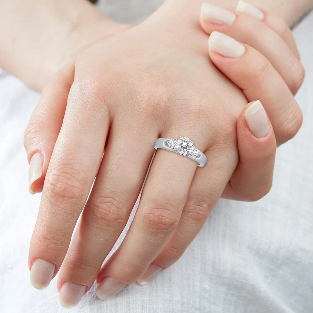 SSELECTS 1 Carat Tw Diamond Three Stone Engagement Ring In 14K White Gold 3