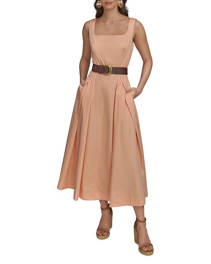 ◆Donna Karan プリントフェイクレザーベルトミディシャツドレス Donna Karan New York Women's Printed Faux-Leather Belt Midi