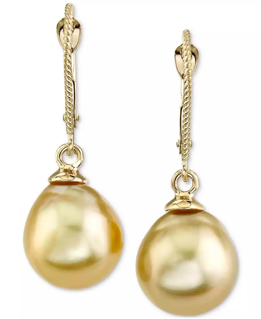 Macy
s Cultured Golden South Sea Pearl (10mm) Drop Earrings in 14k Gold 3