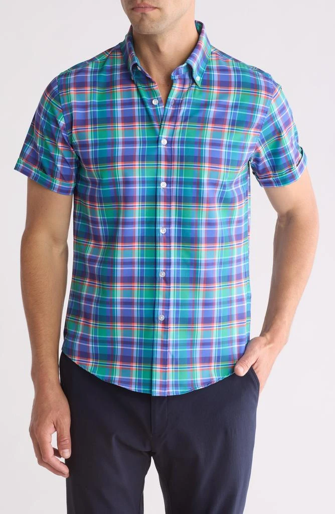 Cactus Man Gingham Tech Button Down Shirt 1
