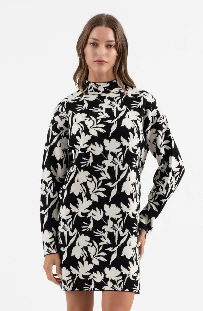 Blu Pepper Floral Jacquard Long Sleeve Sweater Dress 5
