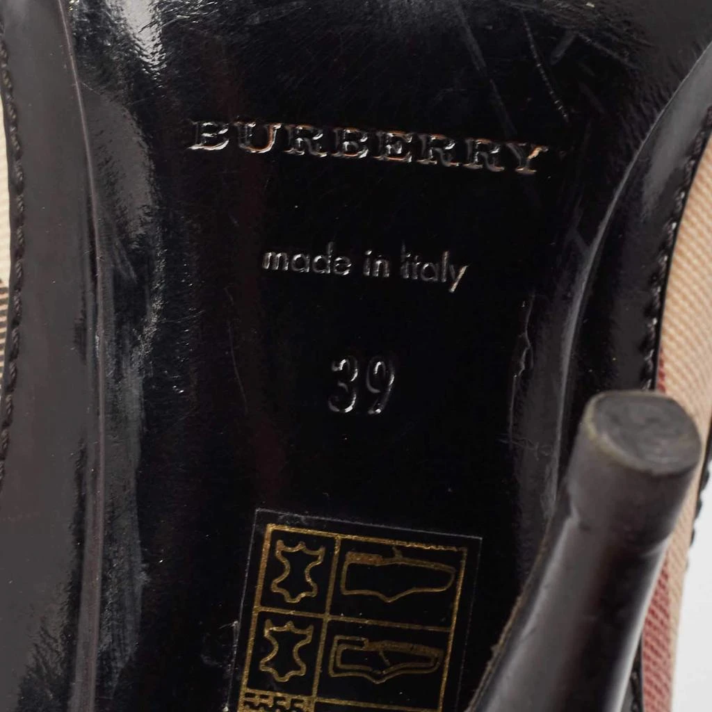 Burberry Burberry Black Canvas and Patent Leather Peep Toe Pumps Size 39 8