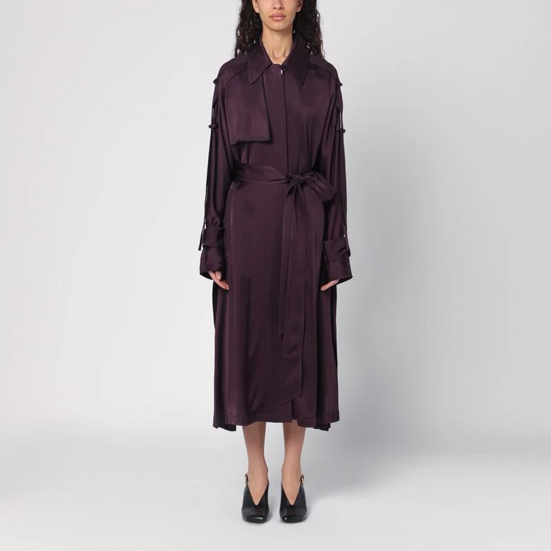 Victoria Beckham Eggplant colour single-breasted trench coat 1