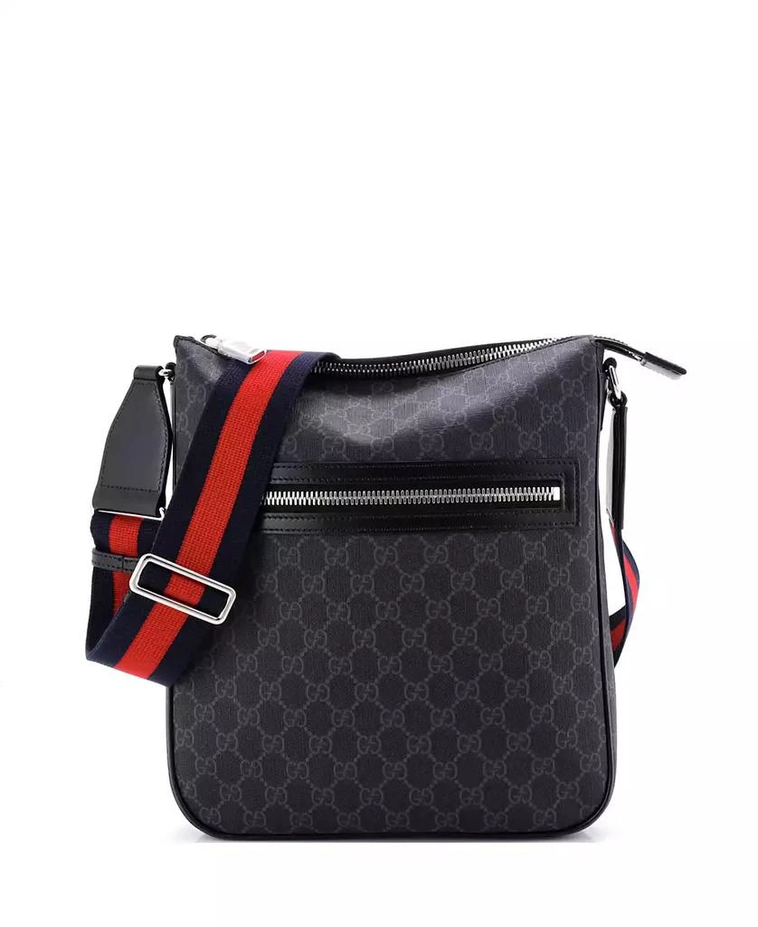 Pre-Owned Gucci Medium Web Strap Front Zip Messenger Bag GG Coated Canvas