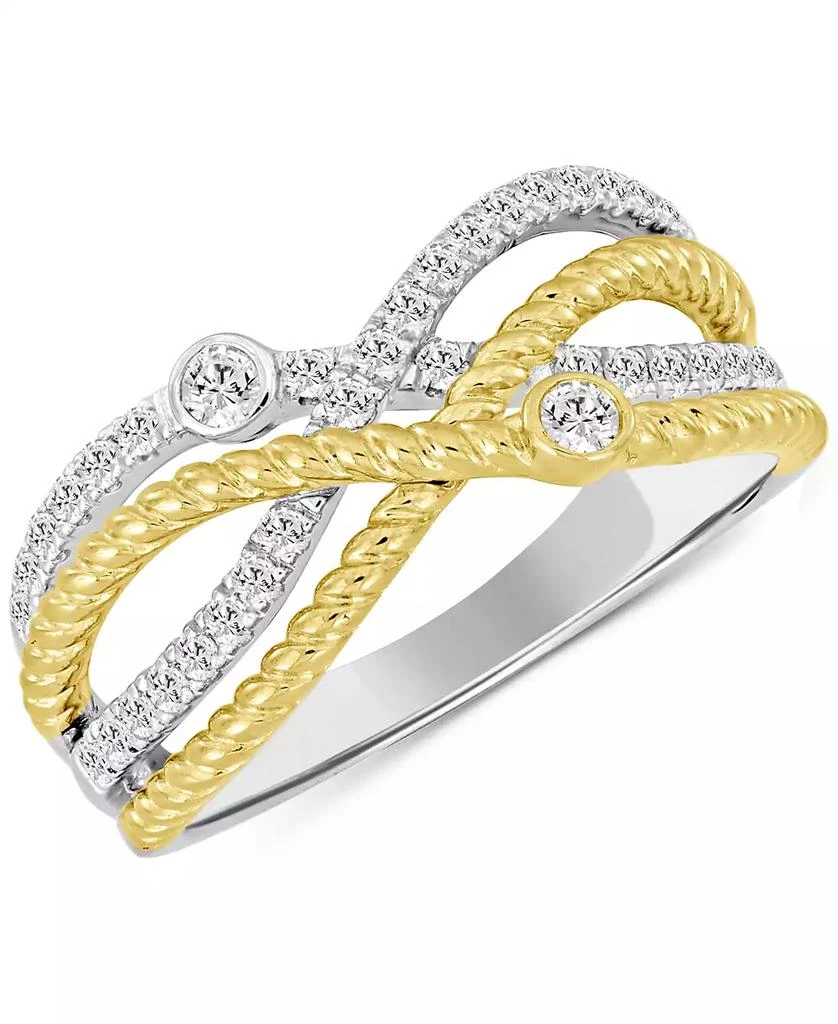 Macy
s Diamond Crossover Openwork Statement Ring (1/3 ct. t.w.) in 10k Two-Tone Gold 1