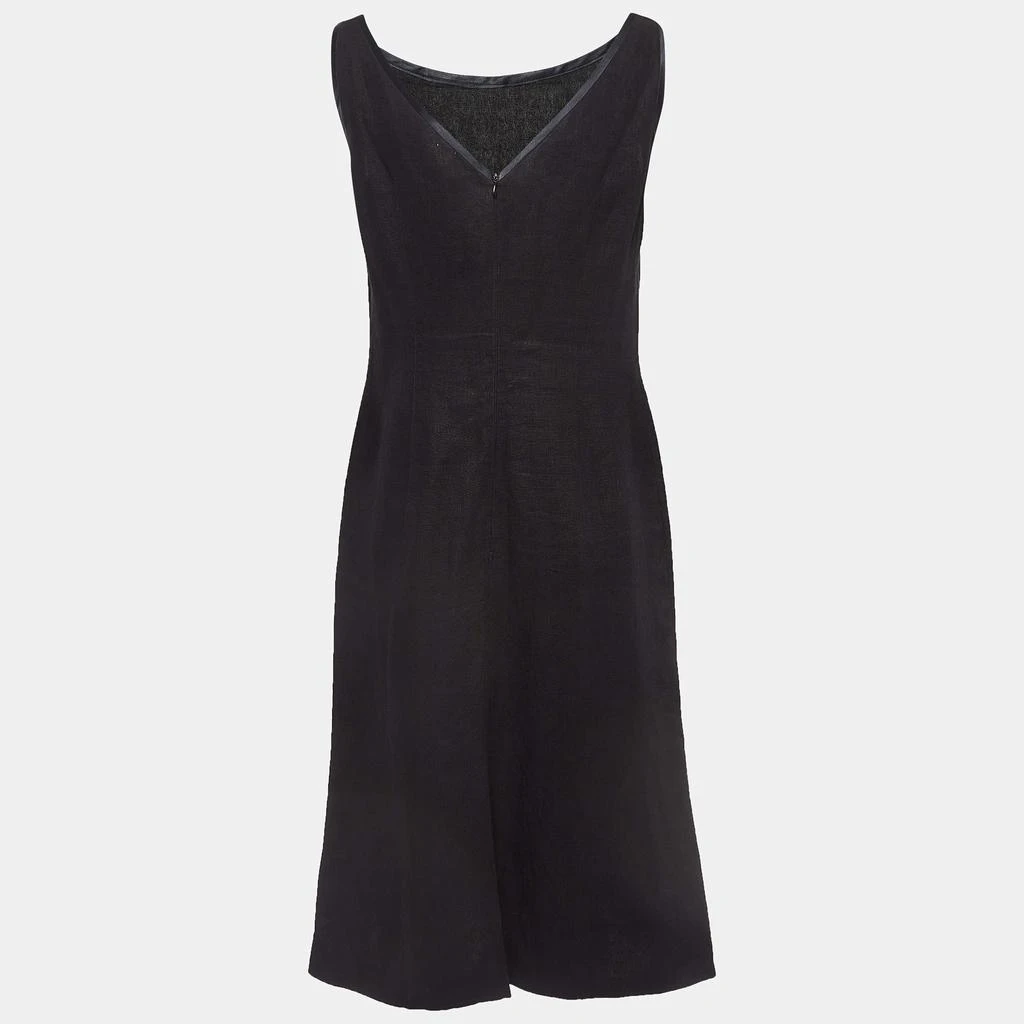 Valentino Miss V Valentino Miss V Black Linen V-Neck Sleeveless Sheath Dress M 2