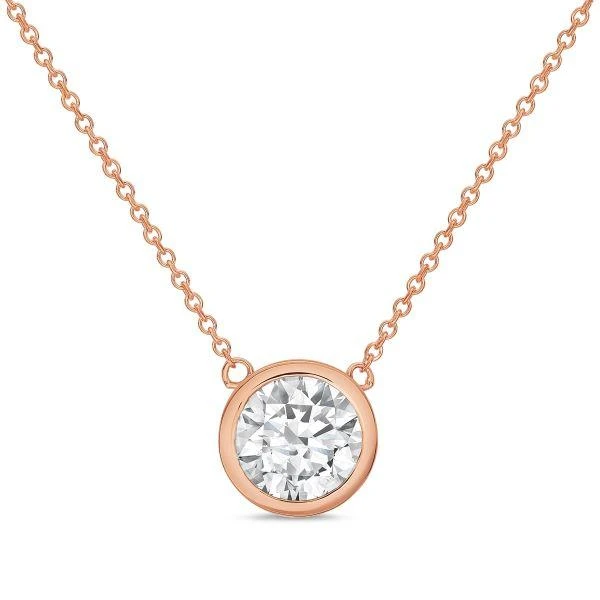 Diana M Jewels 14kt rose gold lab grown round diamond cut bezel pendant weighing 3.00 ct