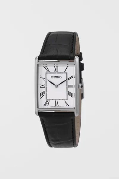 Seiko Seiko Essentials Quartz Black Leather Watch SWR049 1