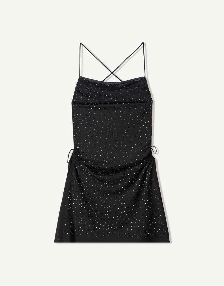 Bershka Bershka mini dress with rhinestone straps in black - Dresses &  Skirts - BeyondStyle