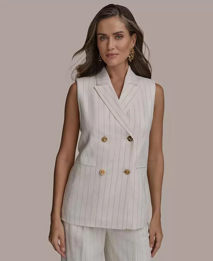 Donna Karan Women's Double-Breasted Pinstripe Vest 1