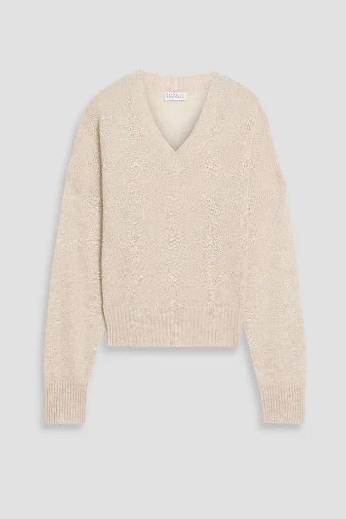 Brunello Cucinelli Metallic crochet-knit sweater