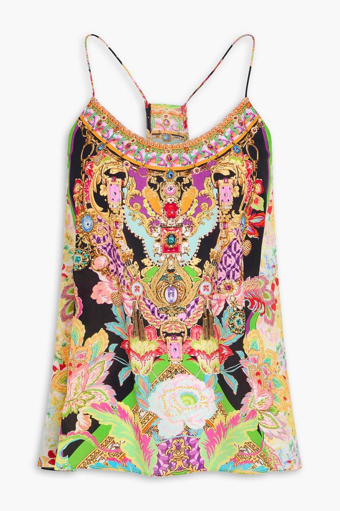 Camilla Crystal-embellished printed silk crepe de chine camisole