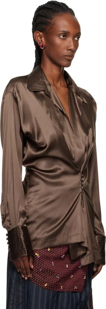 Dries Van Noten Brown Draped Shirt 2
