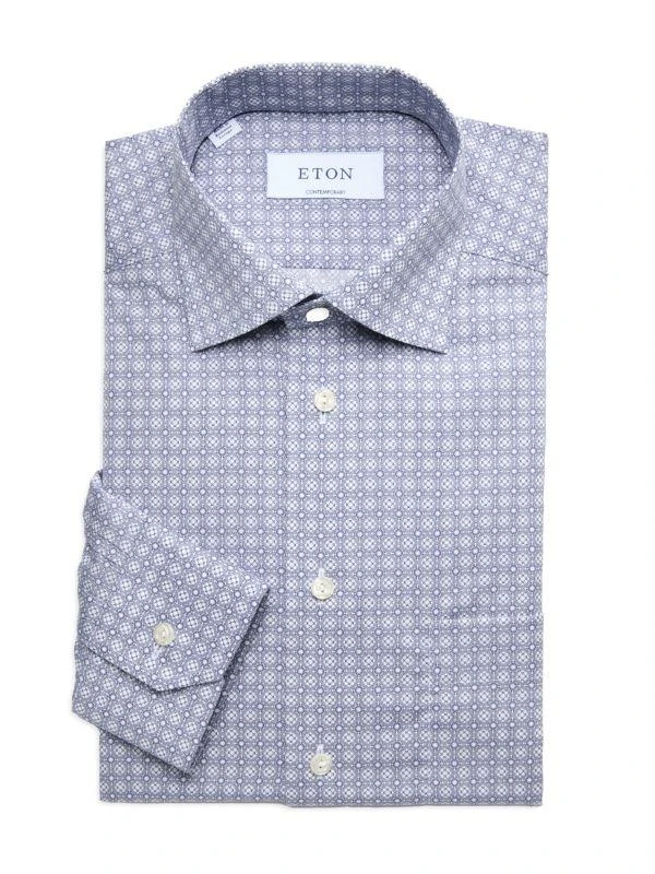 Eton Geometric Cutaway Collar Dress Shirt 1