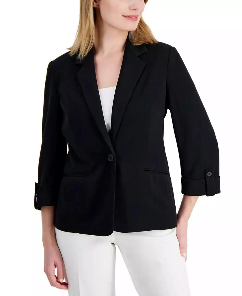 AK Anne Klein Petite 3/4-Sleeve One-Button Blazer 3