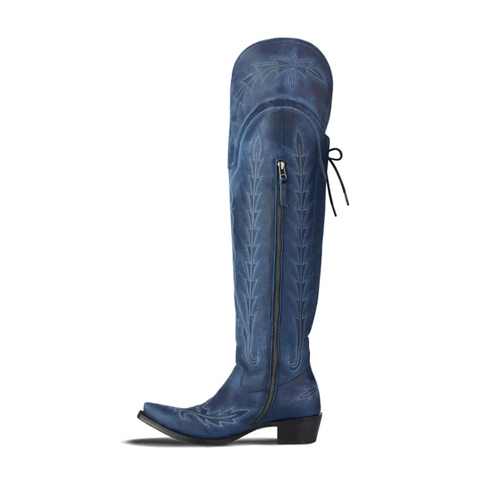 LANE Lexington OTK Corset Embroidered Snip Toe Zippered Cowboy Boots 3