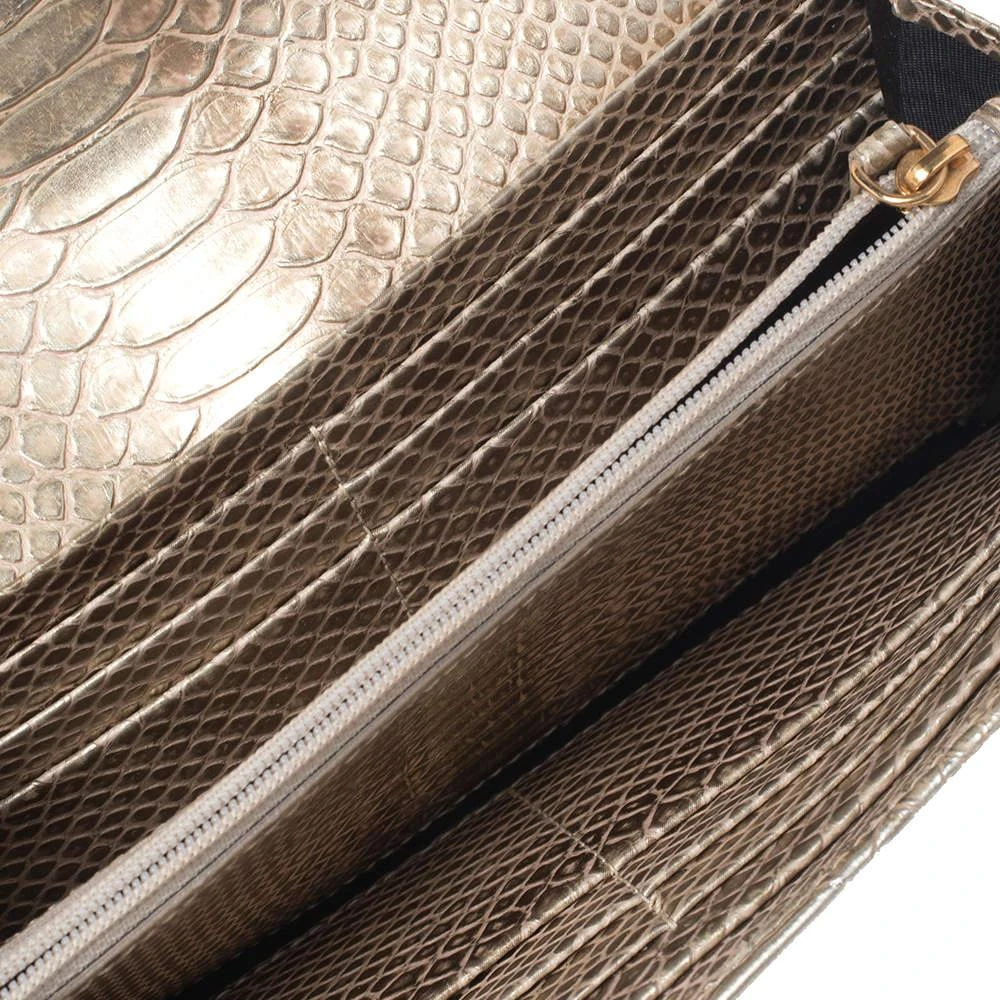 Chopard Chopard Metallic Gold Python Embossed Leather Continental Wallet 2