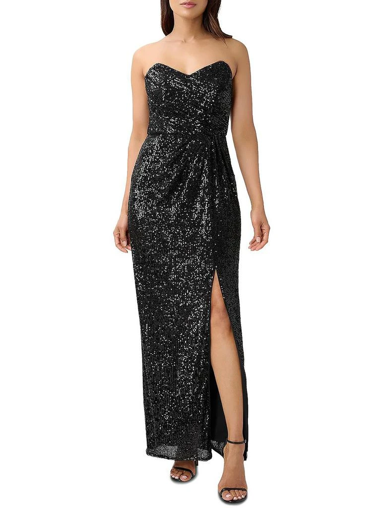 Aidan by Aidan Mattox Womens Embellished Strapless Evening Dress 1