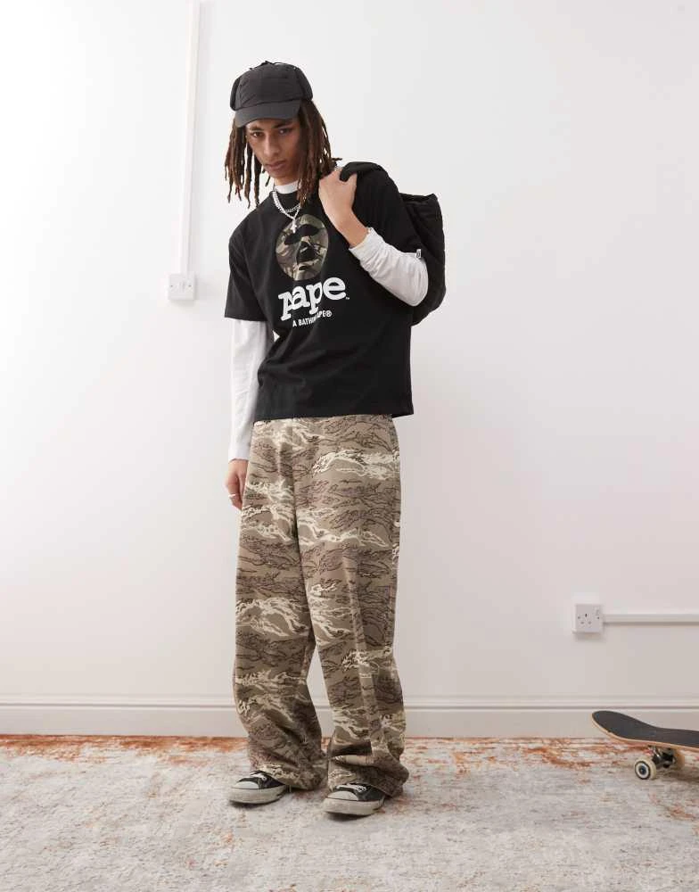 AAPE Aape by A Bathing Ape logo camo t-shirt in black 2