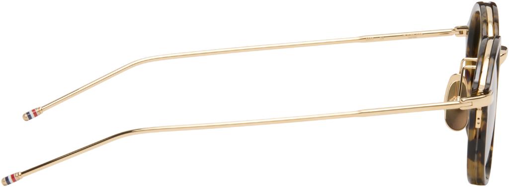 Thom Browne Brown & Gold Acetate & Titanium Round Sunglasses