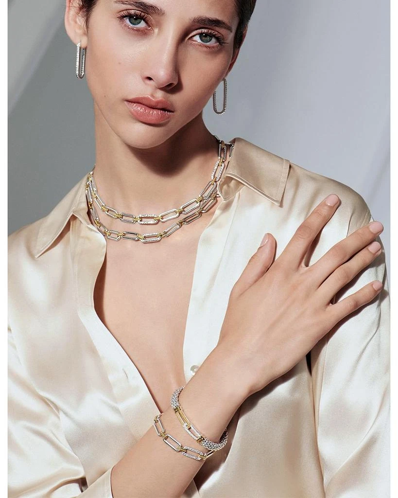 LAGOS 18K Yellow Gold & Sterling Silver Signature Caviar Diamond Station Link Collar Necklace, 18" 6