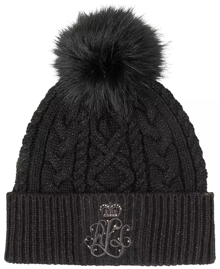 Ralph Lauren Metallic Embroidered Beanie Hat 1