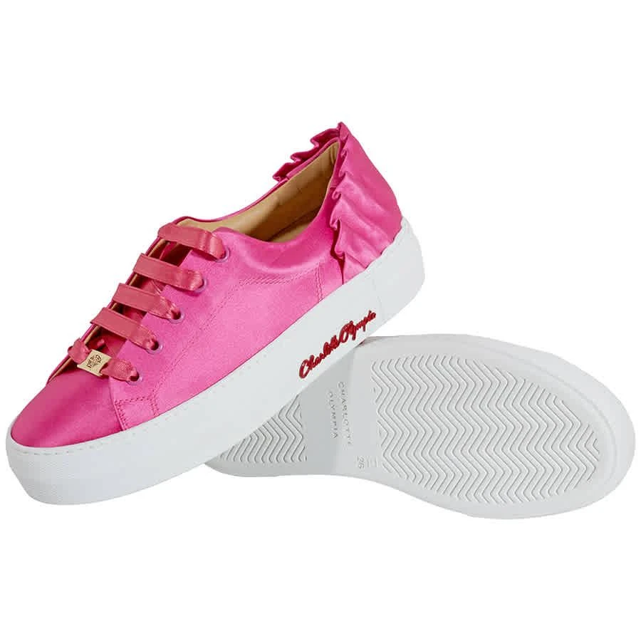 Charlotte Olympia Ladies Pink Satin Sneakers 2