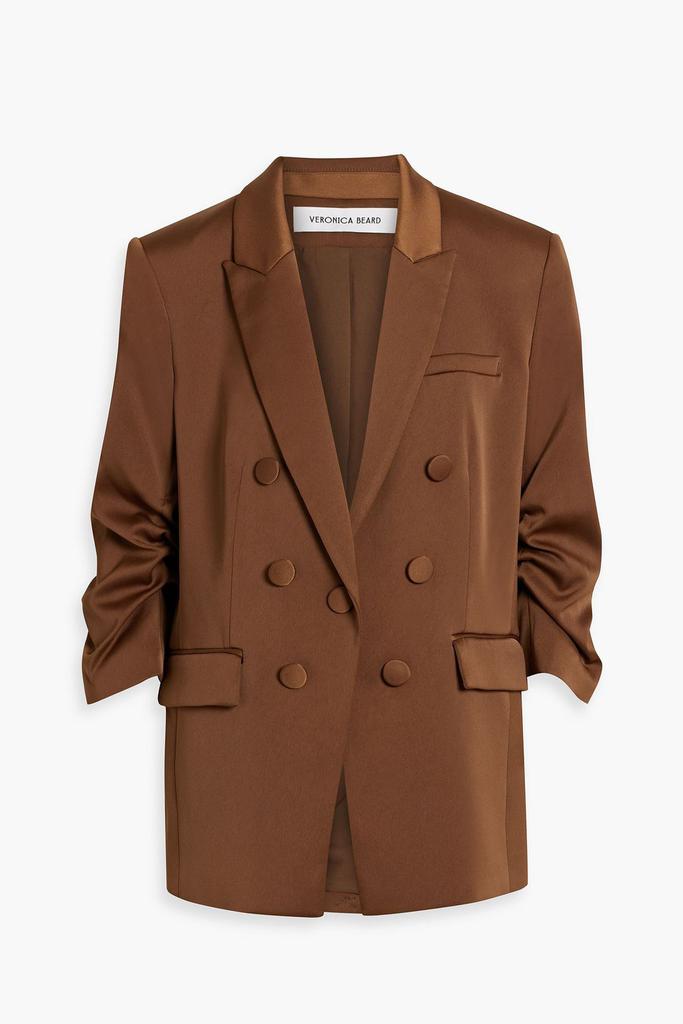 VERONICA BEARD Tomi Dickey double-breasted ruched satin-crepe blazer