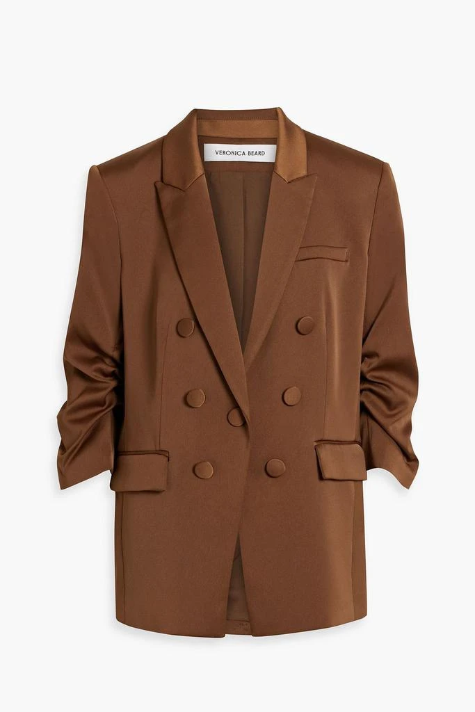 VERONICA BEARD Tomi Dickey double-breasted ruched satin-crepe blazer 1