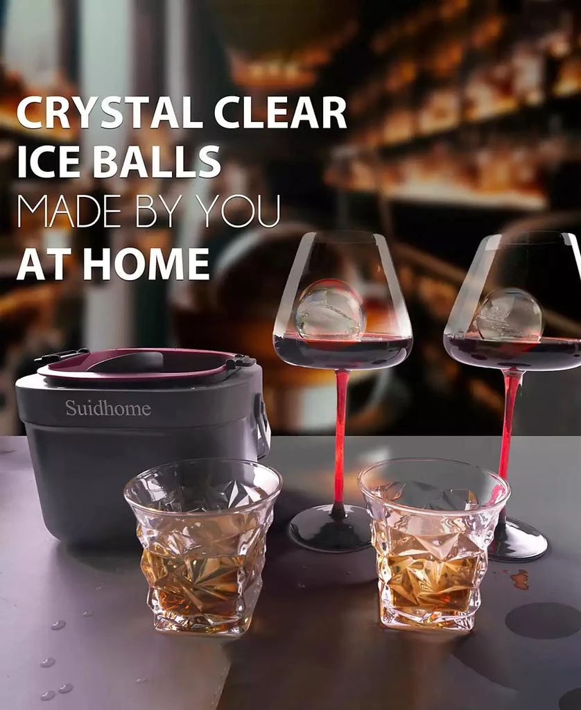 SUGIFT 4-Cavity Clear Ice Ball Maker with Insulated Bucket, BPA-Free Silicone Tray 8