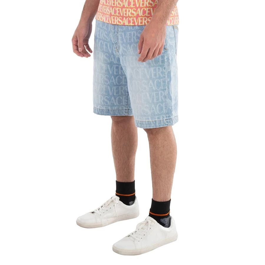 Versace Men's Light Blue Allover Denim Shorts 3