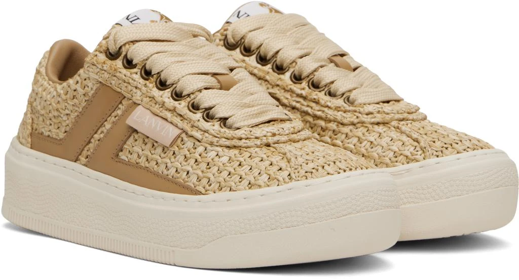 Lanvin Beige 'Lanvin' Cash Raffia Sneakers 4