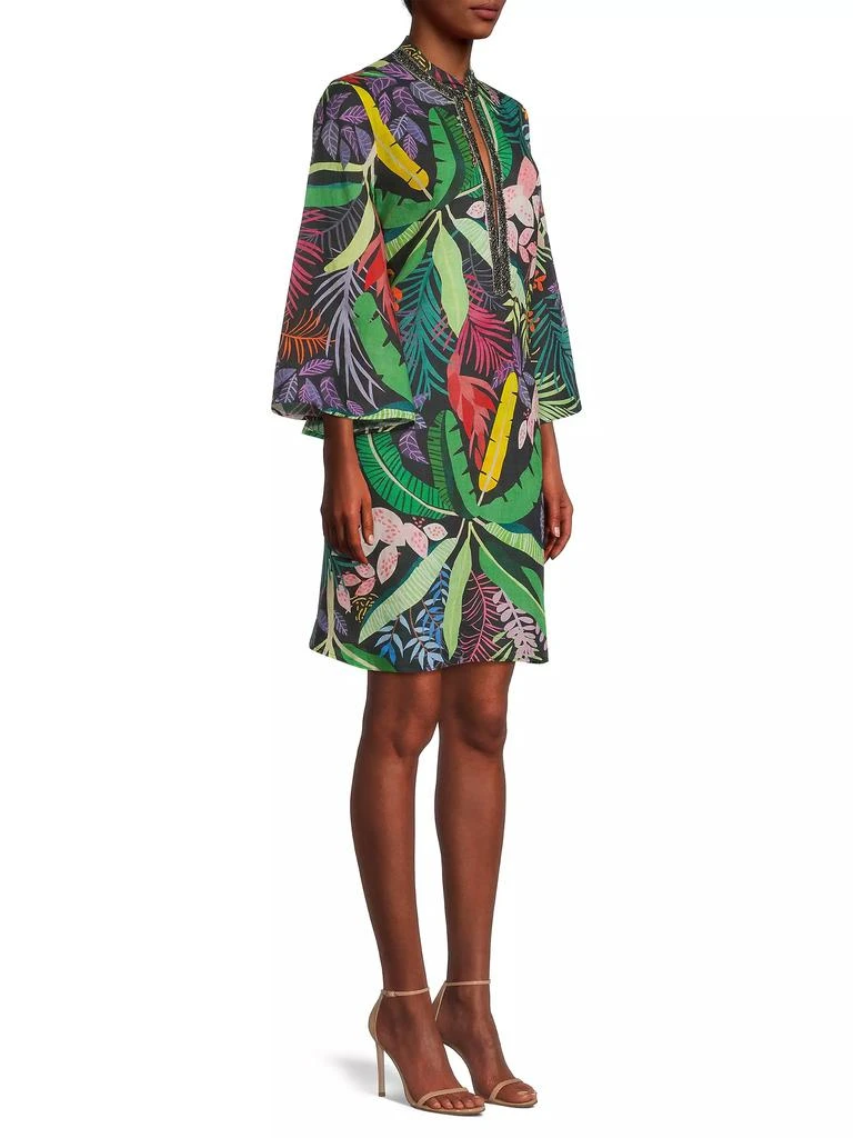 120% Lino Embellished Jungle-Print Linen Dress 4