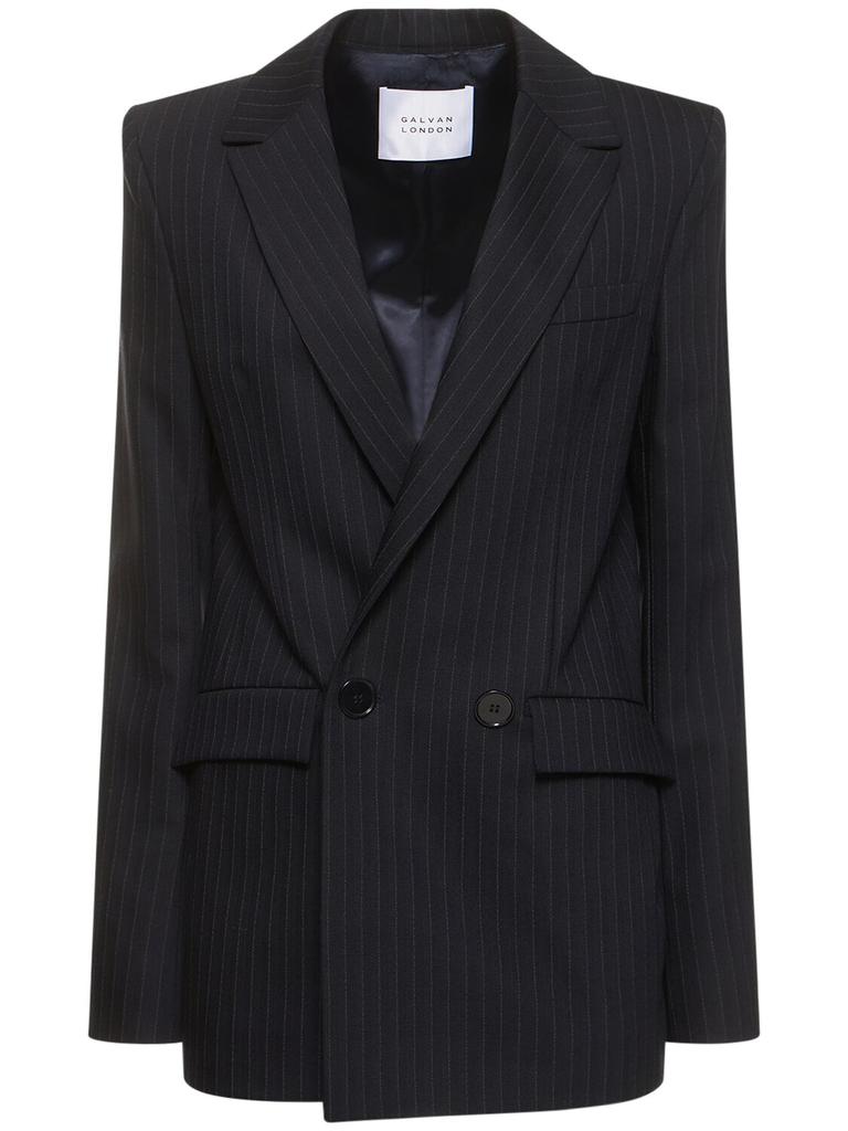 GALVAN Pinstripe Wool Blend Jacket