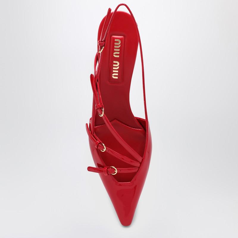 Miu Miu Red patent leather slingback décolleté with buckles