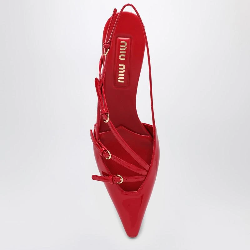 Miu Miu Red patent leather slingback décolleté with buckles 3