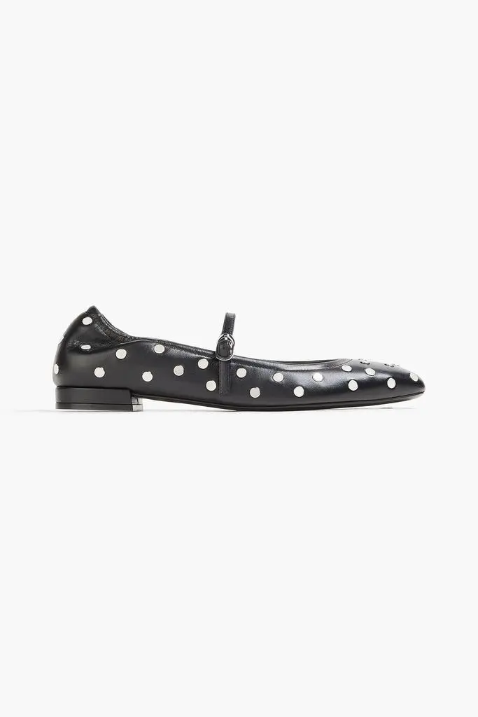 Stuart Weitzman Claris studded leather Mary Jane flats