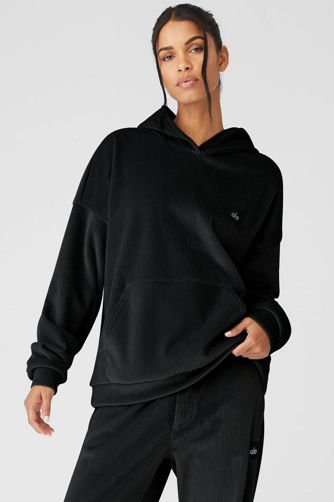 Alo Velour Baller Hoodie - Black 1