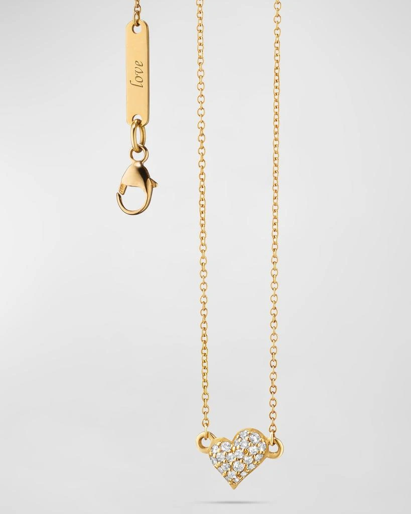 Monica Rich Kosann 18K Yellow Gold Mini Heart Diamond Engraved Love Necklace 1