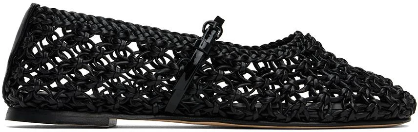 Dear Frances Black Balla Weave Ballerina Flats 1